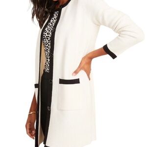 Ann Taylor White and Black Cardigan